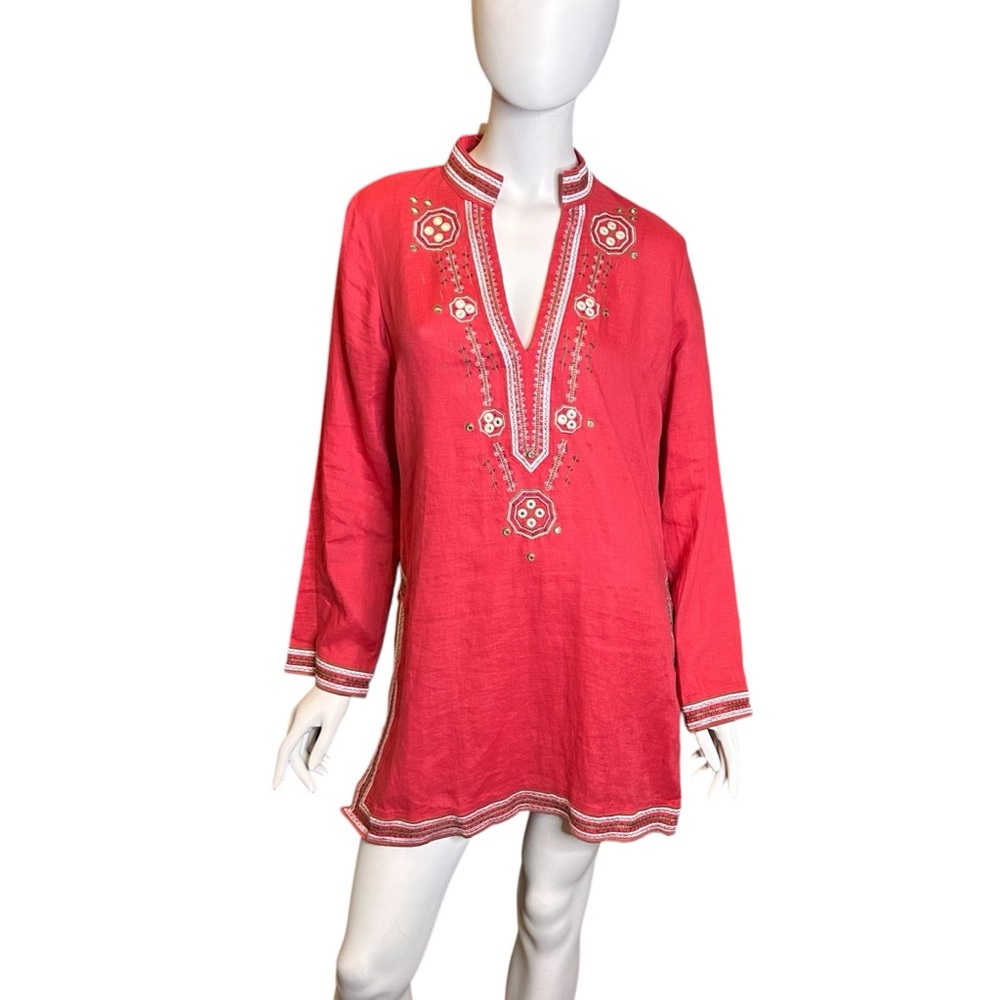 Old Navy Y2K Tunic Top Medium Red Embellished